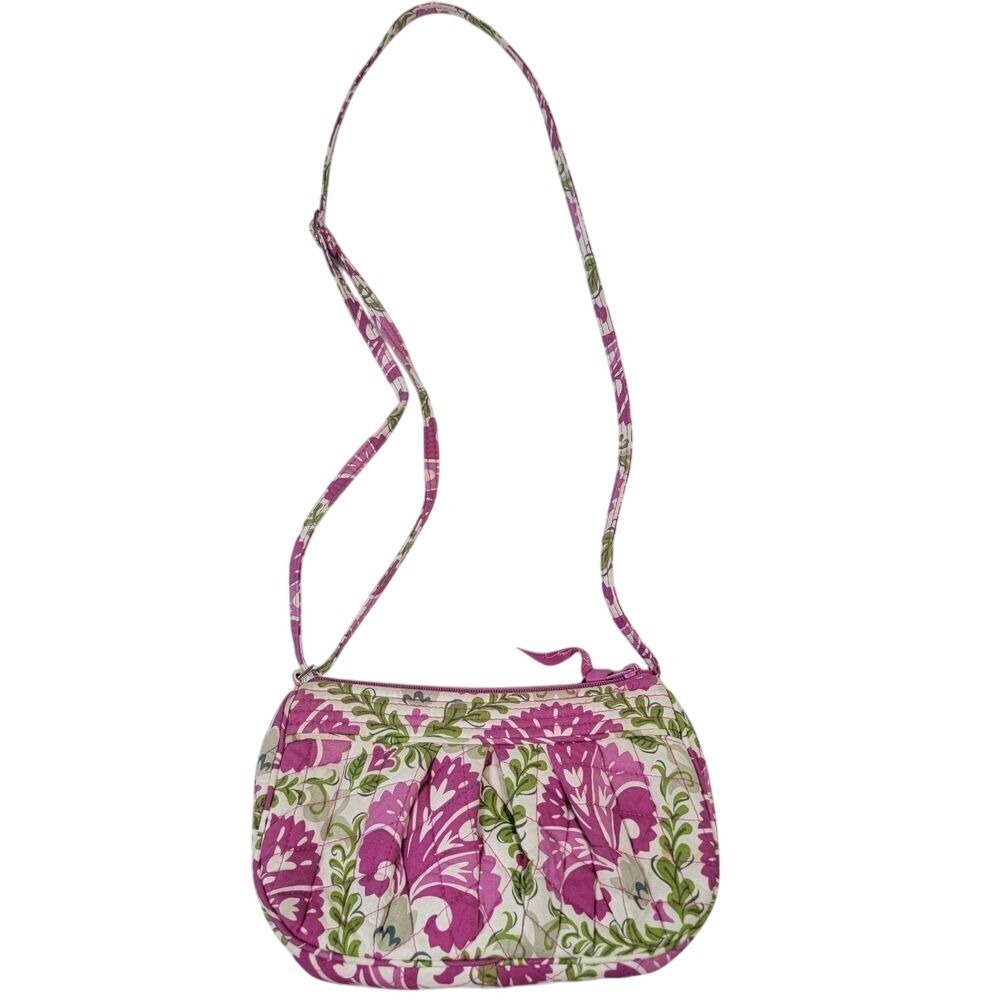 Vera Bradley Crossbody Floral Bag Purse Pink Green Quilted‎